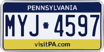 PA license plate MYJ4597