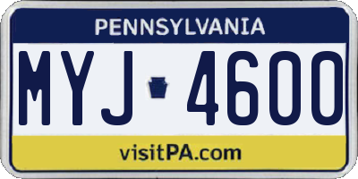 PA license plate MYJ4600