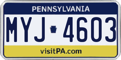 PA license plate MYJ4603