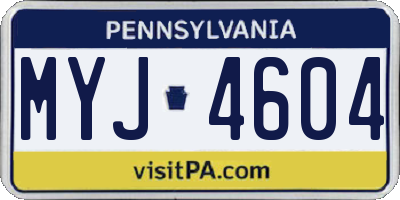 PA license plate MYJ4604