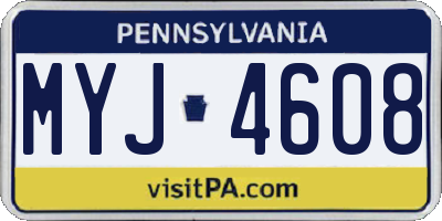 PA license plate MYJ4608