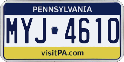 PA license plate MYJ4610