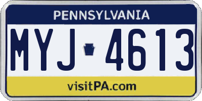 PA license plate MYJ4613