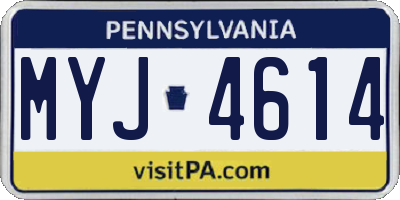 PA license plate MYJ4614