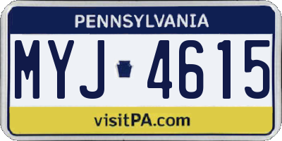 PA license plate MYJ4615
