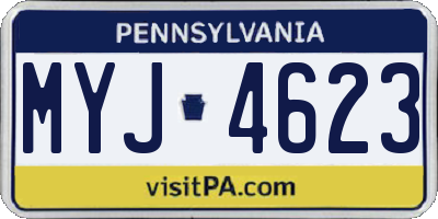 PA license plate MYJ4623