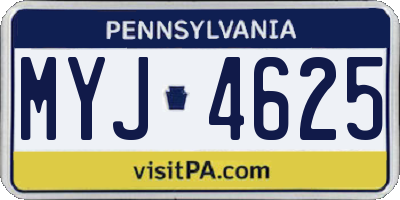 PA license plate MYJ4625