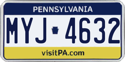 PA license plate MYJ4632