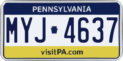 PA license plate MYJ4637