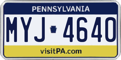 PA license plate MYJ4640