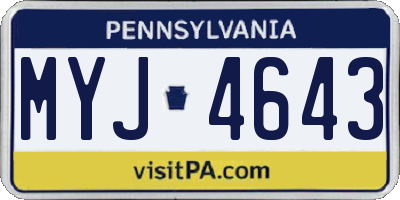 PA license plate MYJ4643