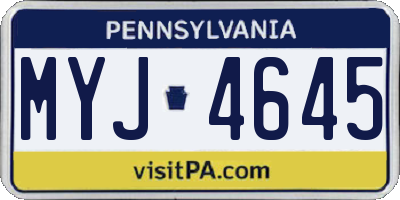 PA license plate MYJ4645
