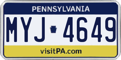 PA license plate MYJ4649