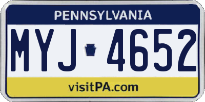 PA license plate MYJ4652