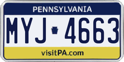 PA license plate MYJ4663