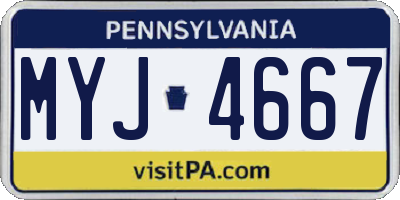 PA license plate MYJ4667