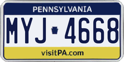 PA license plate MYJ4668