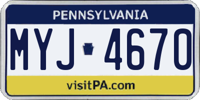 PA license plate MYJ4670