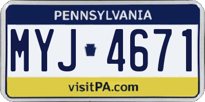 PA license plate MYJ4671