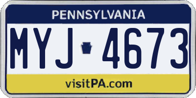 PA license plate MYJ4673