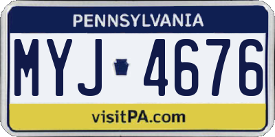 PA license plate MYJ4676