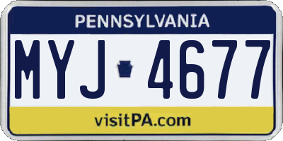 PA license plate MYJ4677