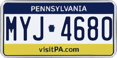 PA license plate MYJ4680