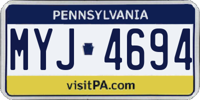 PA license plate MYJ4694