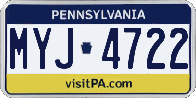 PA license plate MYJ4722