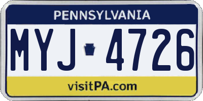 PA license plate MYJ4726