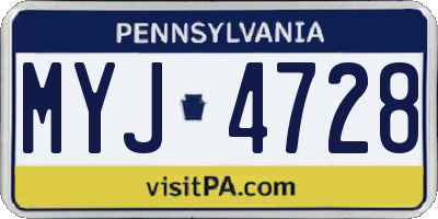 PA license plate MYJ4728