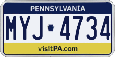 PA license plate MYJ4734