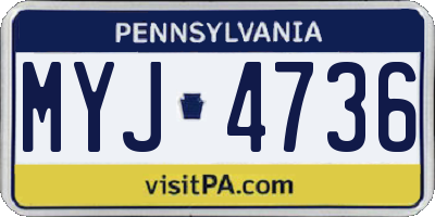 PA license plate MYJ4736