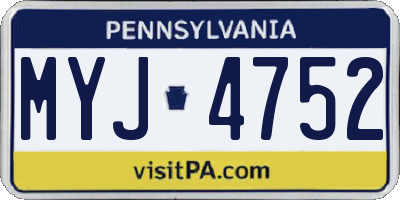 PA license plate MYJ4752