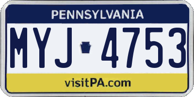 PA license plate MYJ4753
