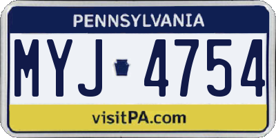 PA license plate MYJ4754