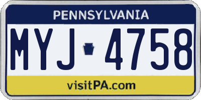 PA license plate MYJ4758