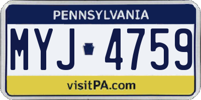 PA license plate MYJ4759
