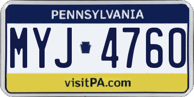 PA license plate MYJ4760
