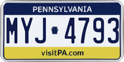 PA license plate MYJ4793