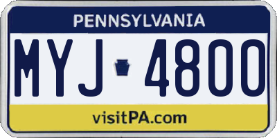PA license plate MYJ4800