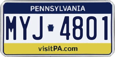 PA license plate MYJ4801