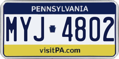 PA license plate MYJ4802