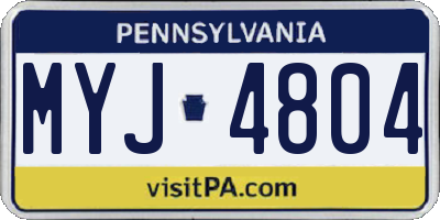 PA license plate MYJ4804