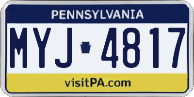 PA license plate MYJ4817
