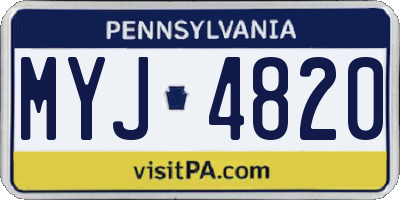 PA license plate MYJ4820
