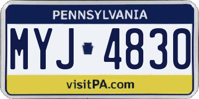 PA license plate MYJ4830