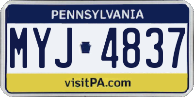 PA license plate MYJ4837