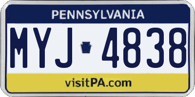 PA license plate MYJ4838