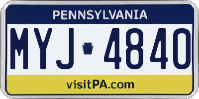 PA license plate MYJ4840